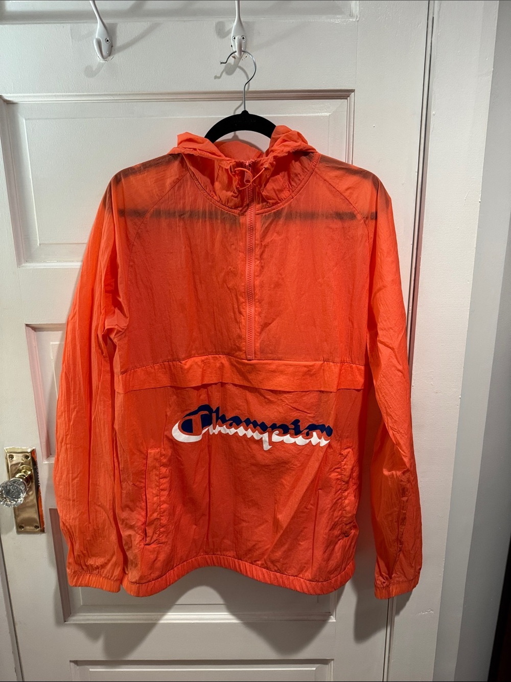 Champion Bright Orange Pullover Hooded Windbreaker